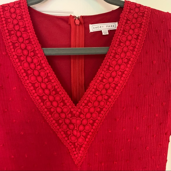 Emory Park Red Dress Embroidered Detail XXS - Picture 8 of 8